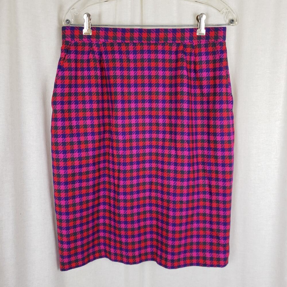Vtg Evan Picone Houndstooth Wool Plaid Blazer Jacket Skirt Suit Set Womens sz 16 - Picture 6 of 14